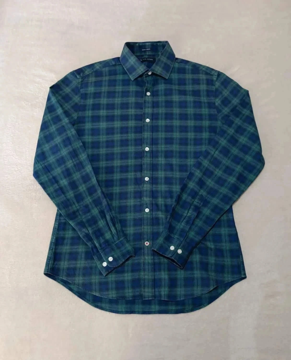 Tommy Hilfiger blauw geruite overhemd groen Slim Fit Stretch Maat 15½ 34-35 – photo 2